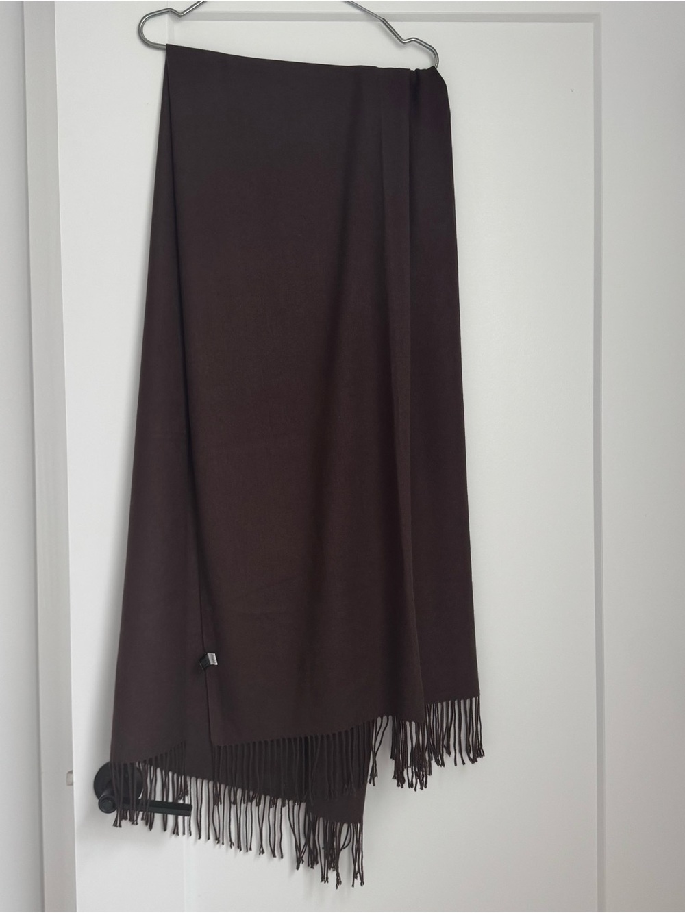 Al Karam Qadri Brown Viscose Cotton Maxi Scarf Fringed Shawl Wrap Hijab 26x72